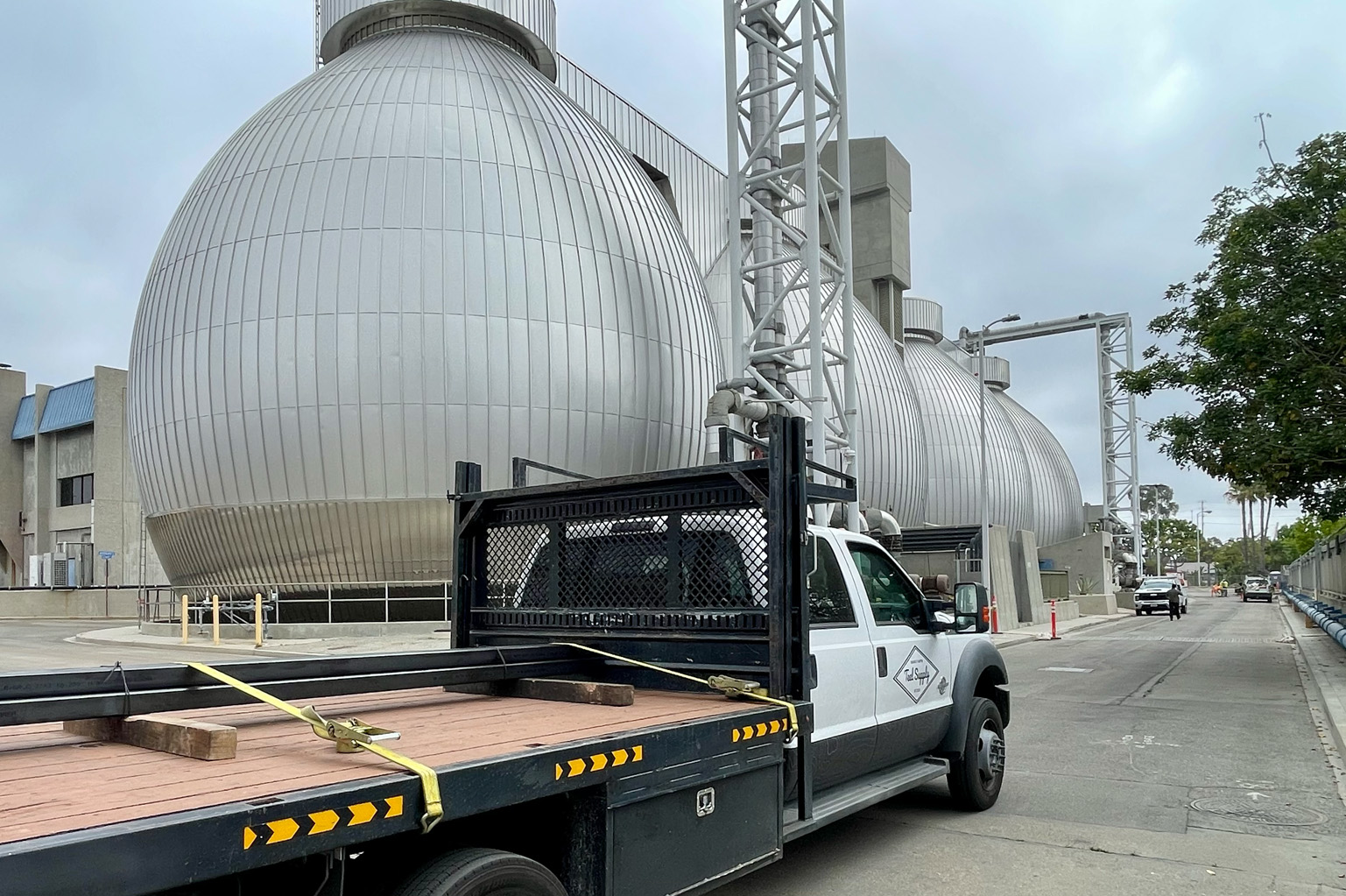Teel Supply truck on site at a container yard